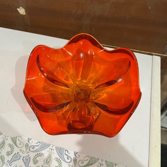 Vintage Viking 6 Petal Persimmon Compote Bowl - Picture 5 of 6